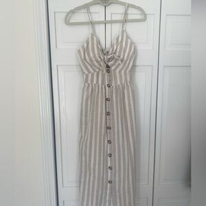 Tan and white stripe dress